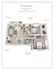 Grenadier floor plan showcasing 1 bedroom with den, spacious living area, modern kitchen, and a private patio in 900 sq ft. Features large windows and walk-in closets.