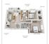 Grenadier floor plan showcasing a stylish 900 sq ft space with one bedroom, den, and a spacious living area. Features include a patio, large windows for natural light, and modern amenities. Ideal for vibrant living.