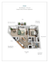 Aster floor plan featuring a stylish one-bedroom apartment, 753 sq ft, with spacious living and dining area, open galley kitchen with breakfast bar, and a private patio. Includes convenient dual entry for guests and ample storage space with his and hers closets.