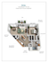 Charming one-bedroom floor plan, 767 sq ft, with open dining and living room, spacious patio, and modern kitchen with breakfast bar.