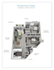 Brookstone Deluxe 3D floor plan showcases a stylish two-bedroom, two-bathroom apartment with a spacious kitchen, breakfast bar, open living and dining area, and a patio/balcony. Perfectly designed with a master bath and room for a king-sized bed, totaling 1031 sq ft.
