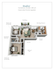 Bradford floor plan showcasing a modern 2-bedroom, 1-bathroom layout with open dining and living room in 899 sq ft. Features a balcony, linen closet, and spacious closets for both bedrooms.
