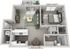 Contemporary 3D floor plan showcasing a cozy 1-bedroom apartment with spacious living area, modern kitchen, and stylish bathroom.