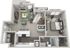 Modern 3D floor plan showcasing a cozy living room with a fireplace, spacious bedroom, elegant kitchen, bathroom, and private balcony.