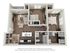 Modern 3D floor plan with 2 bedrooms, cozy living area, stylish kitchen, and dining space, featuring luxurious wood flooring and ample natural light.