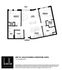 Belle Square Unit 2A floor plan showcasing ADA accessible 2 bedrooms, 2 baths, open living area, modern kitchen, and patio, 1167 square feet.