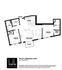 Modern floor plan for a 1260 sq ft unit at Belle Square featuring 2 bedrooms, 2 baths, a spacious living/dining area, and a sunlit balcony.