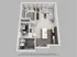Modern 3D floor plan featuring one bedroom, an open living room, a sleek kitchen with island seating, and a stylish bathroom. Includes a laundry area with washer and dryer.