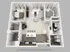 Elegant 3D floor plan showcasing a modern 2-bedroom apartment with an open-concept living room, sleek kitchen island, and two stylish bathrooms.