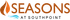 Bold and contemporary logo for Seasons at Southpoint, featuring a dynamic flame and wave graphic.