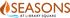 Seasons at Library Square logo with elegant flame design, conveying warmth and community.
