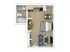 Modern studio apartment floor plan featuring an open-concept design with a cozy living area, sleek kitchen, and spacious bathroom.
