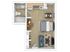 Contemporary studio apartment floor plan featuring an open-concept design with a cozy living area, sleek kitchen, modern dining space, and elegant bathroom.