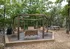 Inviting outdoor swing set in a serene wooded area, perfect for relaxation and enjoying nature.
