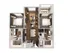 Elegant 2D floor plan showcasing 2 bedrooms, open-concept living and dining area, modern kitchen, and cozy balcony.