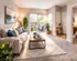 Bright and inviting living room with cozy seating, stylish decor, and access to a sunlit balcony with lush greenery.