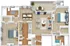 Charming 2D floor plan featuring 2 bedrooms, a stylish open living area, modern kitchen, and elegant balcony.