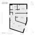 Modern 2D floor plan at Foster Flats featuring 2 bedrooms, 1 bathroom, open-concept kitchen and living area in Charlotte, NC.