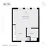 Sleek studio floor plan for Foster Flats with spacious bedroom/living area, modern kitchen, accessible bathroom, and in-unit washer/dryer.