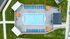 Vibrant outdoor pool area with loungers and bright orange umbrellas, perfect for relaxation and summer enjoyment.