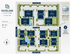 Inviting site plan of Overland Station displaying multiple modern buildings, lush green spaces, and a sparkling pool, centrally located with easy access to downtown Overland Park.