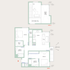 Elegant two-level floor plan showcasing 2 bedrooms, double-height living area, modern kitchen, and a private terrace with garden views.