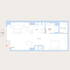 Modern floor plan highlighting a one-bedroom apartment with an open-concept kitchen, spacious living area, versatile live/work space, and panoramic Los Angeles city views.