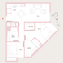 Elegant floor plan featuring two bedrooms, a spacious living area, and garden views. Includes a modern kitchen, two luxurious bathrooms, and a walk-in closet for ample storage.