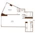 Spacious 1-bedroom apartment floor plan with integrated living area, modern kitchen, ample closets, and stylish bathroom.