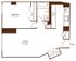 Charming 1-bedroom floor plan featuring a spacious living area, modern kitchen with ample storage, and a well-appointed bathroom.