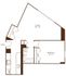 Contemporary 2D floor plan featuring a spacious living area, one elegant bedroom, and a modern kitchen with ample storage.