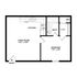 Modern floor plan featuring a spacious living room, sleek kitchen, and cozy bedroom with a bath and closet.