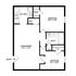 Inviting floor plan featuring two cozy bedrooms, an efficient kitchen, and a spacious living/dining area with ample storage.