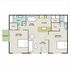 Modern apartment floor plan featuring 2 spacious bedrooms, 2 bathrooms, open living and dining area, kitchen with appliances, and a private balcony.