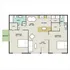 Modern apartment floor plan featuring 2 spacious bedrooms, 2 bathrooms, open living and dining area, kitchen with appliances, and a private balcony.