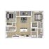 Elegant floor plan showcasing 2 bedrooms, spacious open-concept living area, modern kitchen, and cozy balcony.