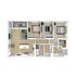Modern floor plan showcasing 2 bedrooms, a cozy living room, and a sleek kitchen, featuring a spacious open layout and balcony access.