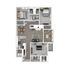 Elegant floor plan showcasing 3 bedrooms, open-concept living and dining area, and a modern kitchen with sleek finishes.