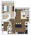 Modern and inviting 3D floor plan showcasing a one-bedroom apartment with a spacious open-concept living area and kitchen, cozy bedroom, and elegant bathroom.