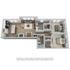 Contemporary 3D floor plan featuring two cozy bedrooms, an open-concept living space, modern kitchen, and a well-designed bathroom. Ideal for a stylish urban lifestyle.