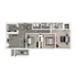 Modern floor plan showcasing a spacious 3-bedroom apartment with an open-concept living and dining area, elegant kitchen, and two bathrooms.