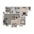 Modern 3D floor plan showcasing 2 bedrooms, open-concept living and dining area, sleek kitchen, and 2 bathrooms with elegant finishes.