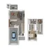 Chic floor plan showcasing an inviting open-concept living area, modern kitchen with island, cozy one-bedroom suite, and attached garage in a stylish duplex layout.