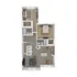 Modern apartment floor plan with two cozy bedrooms, two bathrooms, open-concept kitchen, and inviting living space.
