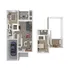 Chic two-story floor plan with 2 bedrooms, modern open living area, and attached garage, ideal for luxury living.