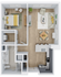 Modern open-concept floor plan with 1 bedroom, spacious living area, and sleek kitchen design.