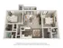 Charming 3D floor plan showcasing two cozy bedrooms, a modern kitchen, inviting living area, and stylish bathrooms.