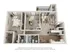 Bright and modern 3D floor plan featuring 2 bedrooms, 2 bathrooms, an inviting open living area, and a sleek kitchen with an island, perfect for entertaining.