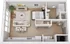 Modern apartment floor plan showcasing a spacious open living area with a cozy bedroom, stylish kitchen, and sleek bathroom.