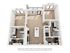 Modern 3D floor plan showcasing two bedrooms, a bright open-concept living area, and a sleek kitchen with island. Includes two bathrooms and laundry area, designed with elegant finishes.